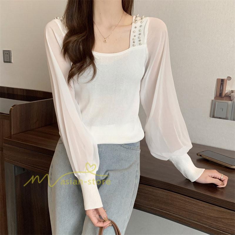 tシャツ・カットソー | カットソー トップス レディース ロンT Tシャツ 春 長袖 おしゃれ シフォンシャツ エレガント 20代30代40代 カジュアル お出かけ 着回し 通勤通学 ファッション