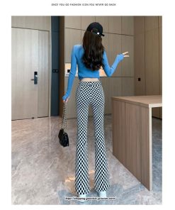 チノ・テーパード・ジョガー・スキニーパン | パンツ レディース フレアパンツ チェック柄 トレンド カジュアル ハイウエスト スキニーパンツ トレンド かわいい 楽ちん お出かけ 送料無料 デート おしゃれ