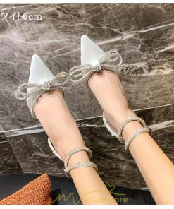 パンプス | ハイヒール パーティー ストラップ サンダル 蝶結び 人工水晶 きらきら 6cm8cmヒール 結婚式 ヒール 長時間 夏 華奢魅せ 美脚 靴 疲れない