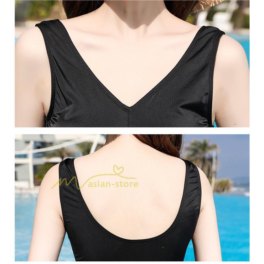 水着 | レディース ワンピース 体型カバー ママ オトナ女子 露出控えめ セクシー Vネック キャミソール シンプル 体系カバー オールインワン 上品 20代30代40代