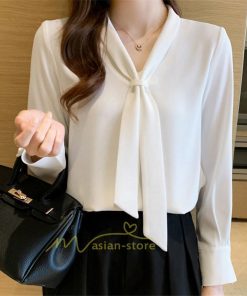 シャツ・ブラウス | ブラウス レディース きれいめ 40代 春夏秋新作 オシャレブラウス シフォンシャツ リボンネック 長袖トップス ブラウス 大人 ゆったり シャツ30代 50代 通勤
