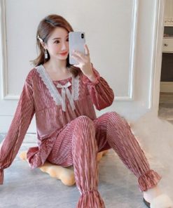 セットアップ | 部屋着 可愛い レディース パジャマ ベロア 長袖秋冬 寝巻き ゆったり ルームウェア ナイトウェア 上下セット