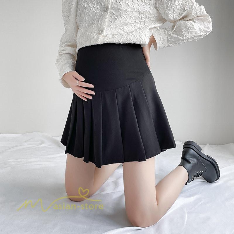 スカート | マタニティレディース ミニ夏 サマー マタニティウェア きれいめ プリーツ可愛い ママ おしゃれ 韓国風 無地 ウエスト調整 上品