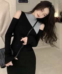 ワンピース | ニット肩出し 長袖レディース