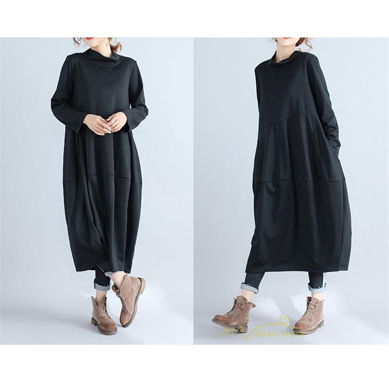 マキシ | ワンピース レディース 春秋 長袖 ゆったり ロング丈ワンピース シンプル 体型カバー 大きいサイズ 新作 カジュアル きれいめ 無地 30代 40代 着痩せ