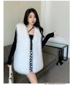 ベスト | ファーレディース 秋冬 ミドル丈 アウター ジレ 羽織り 前開き カーディガン フェイクファー コーデ ノーカラー 送料無料 秋物 冬服 袖なし