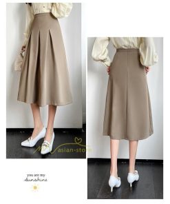 スカート | ハイウエスト ロングレトロ Aライン女性 マキシ丈ボトムス 春秋夏 お洒落 通勤 エレガント プリーツ20代30代40代