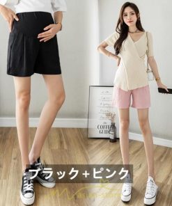パンツ レギンス | マタニティパンツ ショートパンツ 2点セット 綿麻 調整可 腹包み 妊婦 妊娠 パンツ 短パン マタニティウェア ママ 夏服 涼感 無地