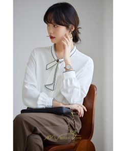 シャツ・ブラウス | ブラウス レディース 長袖 50代 白 シャツ ゆったり トップス きれいめ フォーマル 上品 フェミニン 高品質 20代 スカーフタイ 40代 通勤 シフォン OL 30代