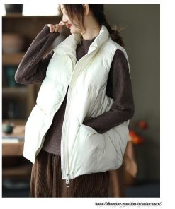 ベスト | ダウンレディース アウター 中綿スタンドカラー ジップアップ 秋冬 秋服 大人 防風防寒 ダウン 無地 トップス ベストアウター