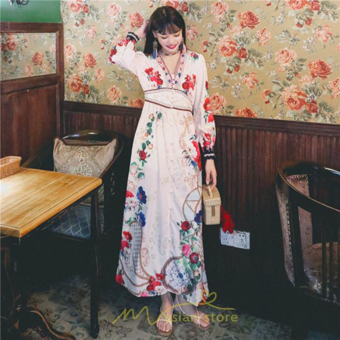 マキシ | マキシワンピース レディース ロング丈 大人 ワンピ 花柄 夏秋 Vネック カジュアル 着やせ きれいめ 撮影 人気 二次会 パーティー 通気 ゆったり 夏秋服