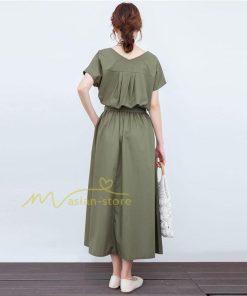 送料無料SALE | ロングワンピース 夏ワンピース 半袖 無地 フレアワンピース Vネック ベルト付き ゴム 女っぽい お呼ばれワンピース 大人 30代40代 ワンピ パーティー