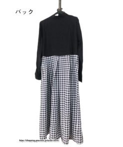 マキシ | チェック柄ワンピース ドッキングワンピース 大きめ ゆるシルエット 長袖 レディース 秋物 ロングワンピース ゆったり 大人 30代 50代 40代 切り替え