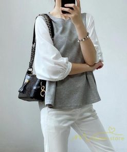 tシャツ・カットソー | 長袖ブラウス レディース Tシャツ 秋物 切替ブラウス 切替Tシャツ トップス 七分袖 長袖 夏秋物 ドッキングTシャツ 20代30代 長袖Tシャツ ドッキングブラウス