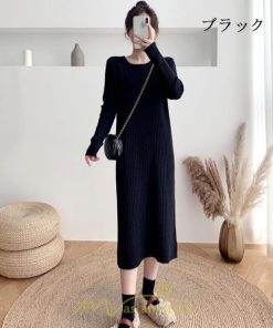 ニットワンピース | レディース 冬 きれいめ ロング おしゃれ 秋冬 長袖 送料無料 可愛い 上品 秋冬コーデ 小柄 萌え袖 20代30代40代50代 がーりー
