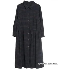 マキシ | チェック柄ワンピースリネン風 シャツワンピース 30代レディース秋物長袖 綿麻風 ゆったり ゆるシルエット 大人 チェック柄 可愛い 通学通勤 ロングシャツ