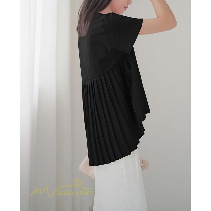 tシャツ・カットソー | Tシャツ レディース 春 夏 秋 Tシャツ 半袖 ブラウス かわいい プリーツTシャツ 無地 半袖 ゆったり 20代 きれいめ 40代 カットソー シンプル 韓国風 30代