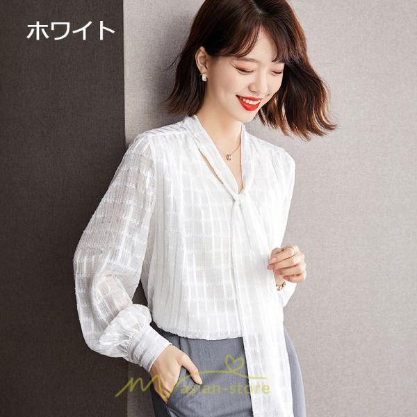 シャツ・ブラウス | ブラウス シャツ 秋 秋服 レディース 蝶結び チェック柄 春 秋 新作 シフォン 長袖 ゆったり 可愛い キレイめ エレガント おしゃれ お出かけ 通勤 カジュアル