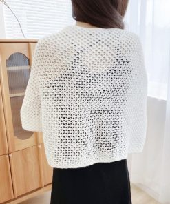 透かし編みトップス | ニットカーディガン レディース ショール