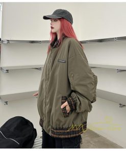 コート・ジャケット | ブルゾン レディース 秋 アウター ジャケット ジャンパー 上着 羽織り Oversize スタジャン メンズ 男女兼用 大きいサイズ 切り替え スタンドカラー