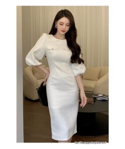 タイト | ワンピースタイトワンピース五分袖 上品 セクシー高級感 ワンピース タイトワンピース ヒップアップ スリム 美ライン エレガント お呼ばれ シルエット