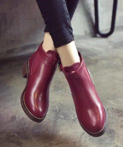 ショートブーツ | ブーツ ブーティー レザーブーティー チャンキーヒール ポインテッドトゥ シューズ 靴 スリップオン レディース 太ヒール オフィス 大人 25cm 無地 サイドゴア