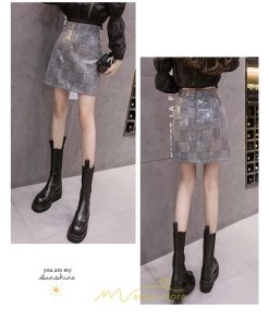 スカート | レディース ミニショット丈 キラキラ インナーパンツ付き ハイウエスト 着痩せ オシャレ 韓国ファッション 20代30代40代50代 2022 秋冬