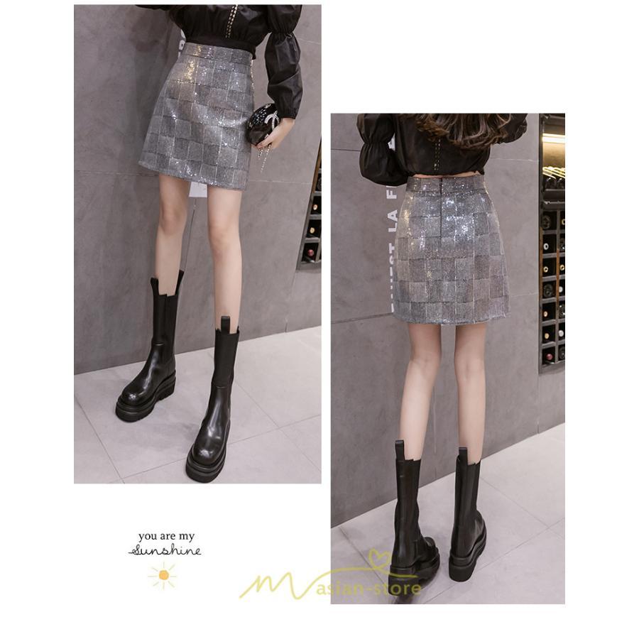 スカート | レディース ミニショット丈 キラキラ インナーパンツ付き ハイウエスト 着痩せ オシャレ 韓国ファッション 20代30代40代50代 2022 秋冬