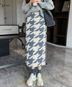 スカート | ロング 春秋冬 レディース ミモレ丈 ウエストゴム ハイウエスト Aライン 無地 きれいめ 大人 千鳥格柄 高見え 人気 SNS映え かっこいい 個性的