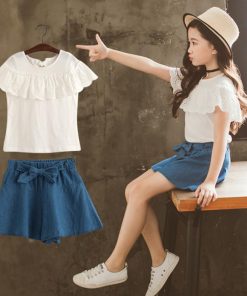 （子供）その他 | 女の子 キッズ ジュニア 上下セット パンツ 半袖 シンプル トップス Tシャツキュロットセット 可愛いスタイル Tシャツ 子供服