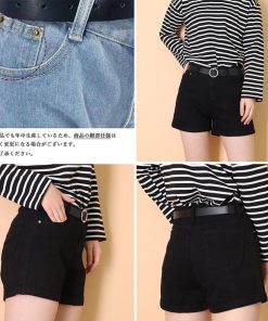 ジーンズ、デニム | ハイウエスト ベルト付き レディース ロールアップ ショーパン デニムショートパンツ 夏