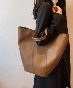 トートバッグ | PUレザー大容量 レトロ