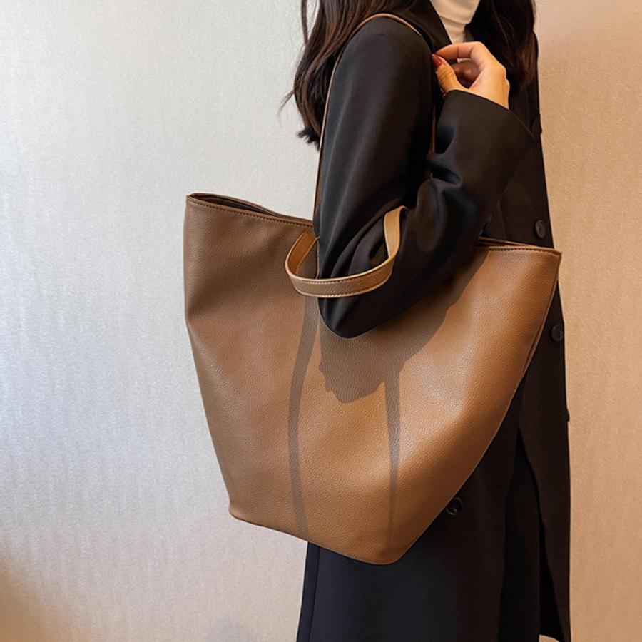 トートバッグ | PUレザー大容量 レトロ