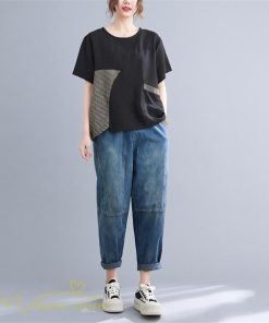 tシャツ・カットソー | tシャツ カットソー レディース 切り替え 女性着 シンプル カジュアル フリーサイズ ゆったり 夏新作 おしゃれ 半袖 チェック柄 黒 半袖tシャツ 丸首 白