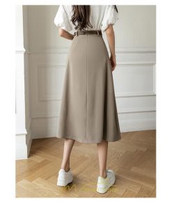 スカート | Aラインミモレ丈 裏地付き ボトムス 春 夏 黒 ベージュ カーキ おしゃれ お呼ばれ ファッション 女子会 カジュアル 無地 デート