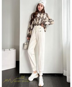 チノ・テーパード・ジョガー・スキニーパン | テーパードパンツ 厚手 裏起毛 レディース パンツ ロング丈 着痩せ ウエストゴム 秋冬コーデ 白 黒 おしゃれ ハイウエスト 暖かい 防寒 カジュアルパンツ