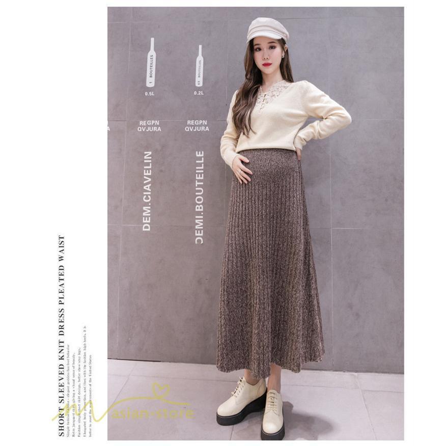 スカート | マタニティ秋 冬 ニット コーデ ロング丈 Aラインマタニティウェア 産前 産後 ゆったり ウエスト調整 きれいめ ハイウエスト 上品