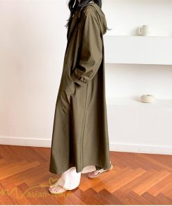 シャツワンピース | チェスターコート ワンピース 着痩せ 春 秋 レディース アウター コーデ 前開き 無地 フリーサイズ 体型カバー ゆったり フード付き ロング丈