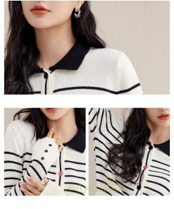 ニット・セーター | カーディガン レディース 春 秋 長袖 トップス  50代 40代 30代 20代 ボーダー柄 おしゃれ キレイめ お出かけ 着痩せ オシャレ 部屋着 ニット あったか