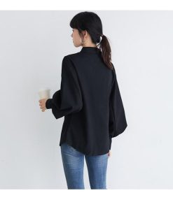 シャツ・ブラウス | シャツブラウス レディーストップス パフスリーブ 可愛い ビジネスカジュアルウェア エレガント 通学通勤 柔らか つや消しシャツ S L M 2020秋冬 XL 4色