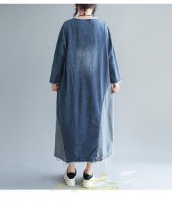 デニムワンピース | ワンピース レディース カジュアル 人気 デニム ロング丈 切り替え 長袖 レトロ風 体型カバー 着痩せ 大きいサイズ 20代30代40代50代 マタニティ 秋 春 夏