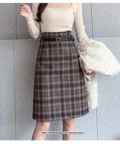 スカート | ミモレ丈 ひざ丈 レディース チェック柄 体型カバー 着痩せ Aライン ハイウエスト 上品 2022新作 通勤 秋冬コーデ オシャレ 韓国風 キレイめ