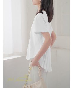 tシャツ・カットソー | Tシャツ レディース 春 夏 秋 Tシャツ 半袖 ブラウス かわいい プリーツTシャツ 無地 半袖 ゆったり 20代 きれいめ 40代 カットソー シンプル 韓国風 30代