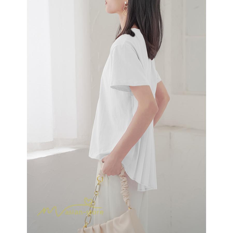 tシャツ・カットソー | Tシャツ レディース 春 夏 秋 Tシャツ 半袖 ブラウス かわいい プリーツTシャツ 無地 半袖 ゆったり 20代 きれいめ 40代 カットソー シンプル 韓国風 30代