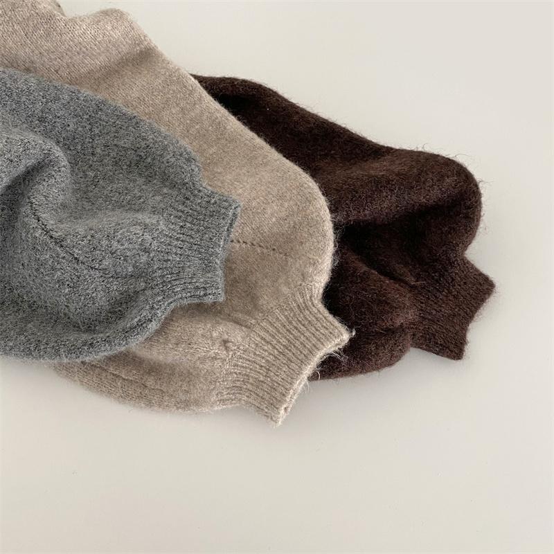 ニット・セーター | ニット レディース 秋冬 厚手 トップス セーター 秋服コーデ 長袖 パフスリーブ ボリューム感 スリット ゆったり 30代 上品 無地 大人 ニットセーター 大きめ