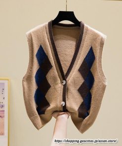 ベスト | ニットレディース トップス Vネック タンクトップ ノースリーブ 袖なし インナー ニット セーター レイヤード風 20代30代 女ニット 重ね着風