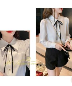シャツ・ブラウス | ブラウス レディース きれいめ 40代 春夏秋新作 オシャレブラウス リボンネック 長袖トップス 大人 通勤OL 韓国ファッション ゆったり 50代 通学 シャツ30代