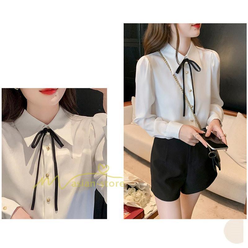 シャツ・ブラウス | ブラウス レディース きれいめ 40代 春夏秋新作 オシャレブラウス リボンネック 長袖トップス 大人 通勤OL 韓国ファッション ゆったり 50代 通学 シャツ30代