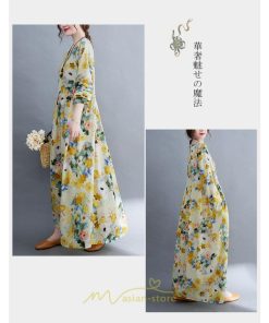 マキシ | マキシワンピース ワンピース 夏 秋 レディース マキシ丈 長袖 ロング 丸首 花柄 ロング丈 リラックス マタニティ 秋 ゆったり 秋服 夏服 体型カバー