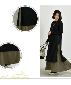 セットアップ | ワンピース 秋スカート レディース 秋物 ロングワンピース ロングスカート フリーサイズ 2点セット 着回し ウエストゴム 可愛い ゆったり 無地